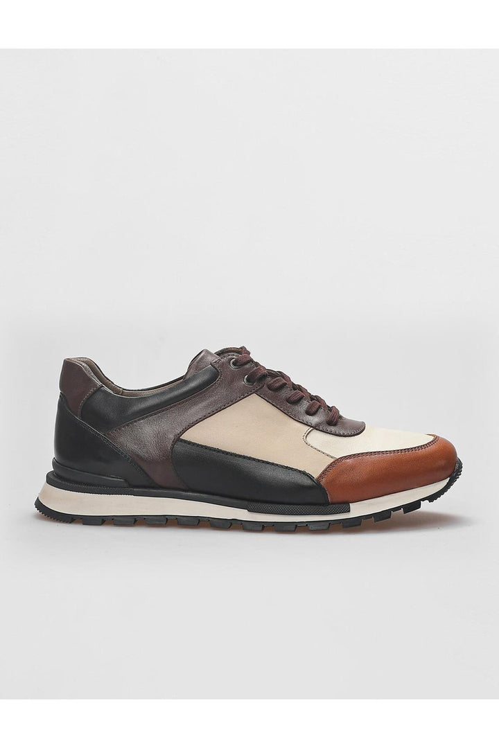 Cabani Shoes Chaussures de sport en cuir véritable pour homme, marron, à lacets. - Marron