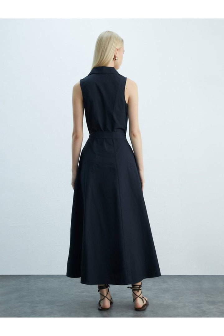 LTB Robe bleu marine longue à boutons sur le devant - Bleu marine