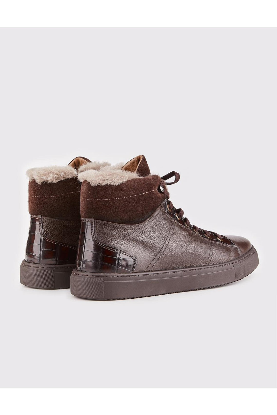 Cabani Shoes Bottines en cuir véritable marron à fermeture éclair pour homme avec fourrure. - Marron