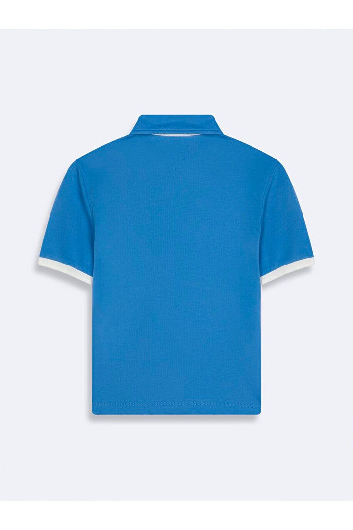 LTB T-shirt bleu marine à col polo à slogan slim relaxed à manches courtes - karişik_14209