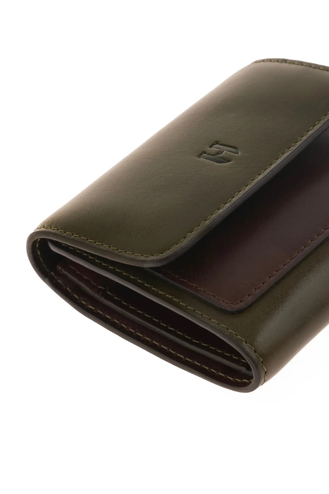 Helmbrook Grande fermeture à glissière de portefeuille en cuir véritable pour femmes avec couvercle protégé par RFID Eleanor Khaki Coffee