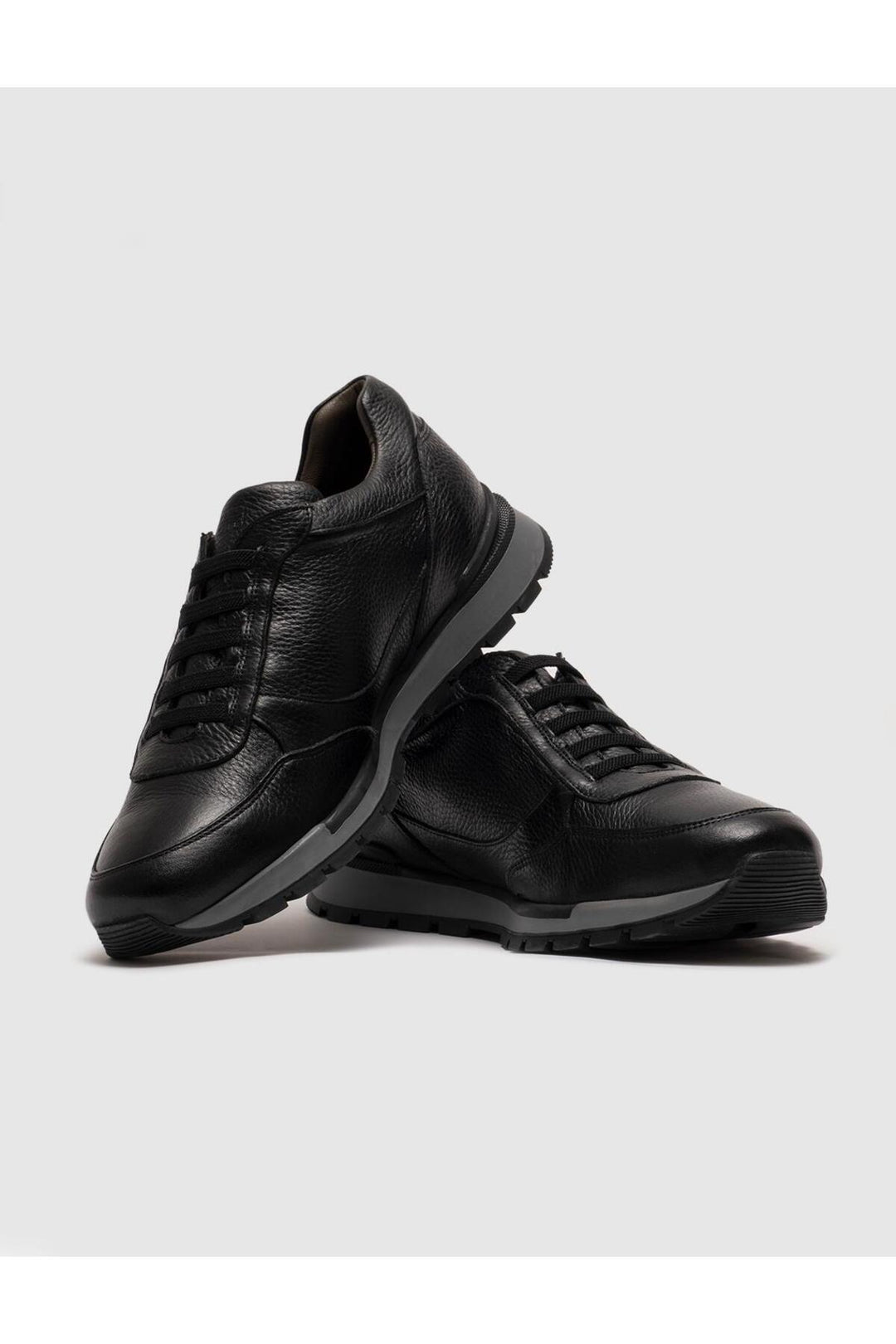 Cabani Shoes Laganza Chaussures de sport pour hommes en cuir véritable noires à lacets - Noir