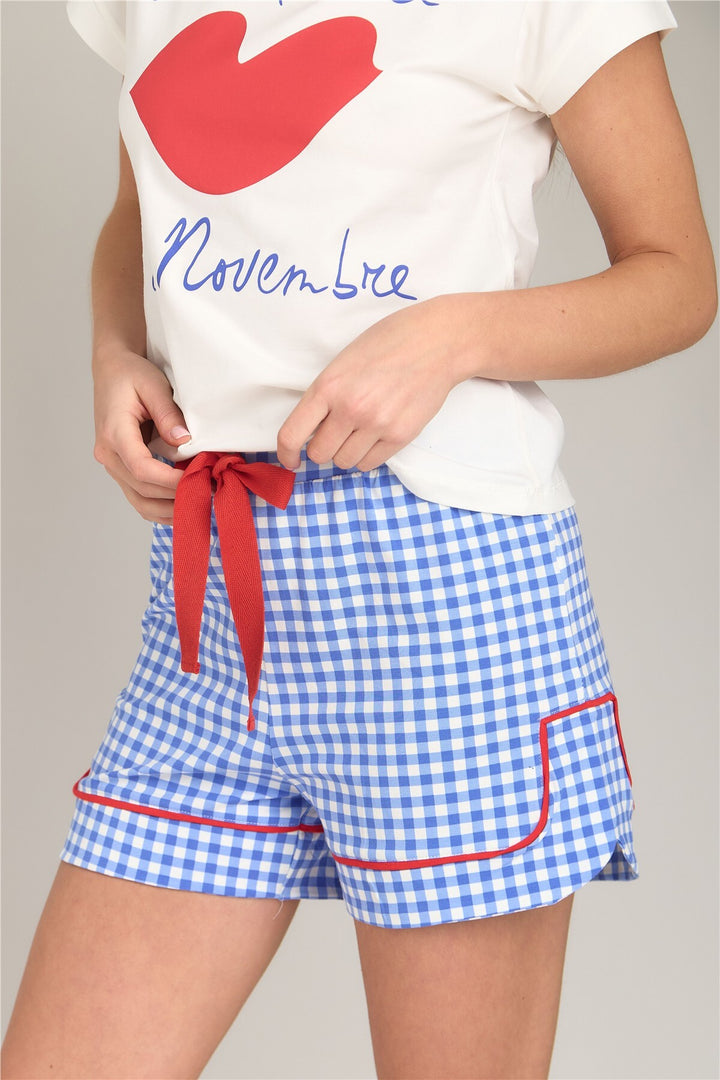 Lovely Things Ensemble de shorts à manches courtes en tricot Gloria - Ensemble de pyjamas - Bleu