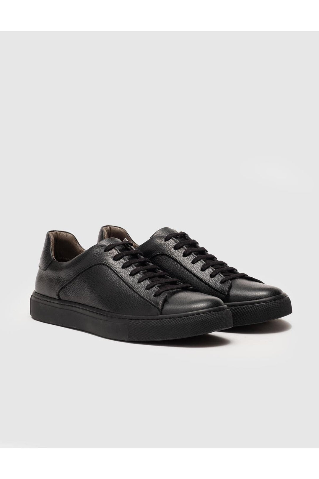 Cabani Shoes Chaussures de sport pour hommes en cuir véritable noires à lacets - Noir