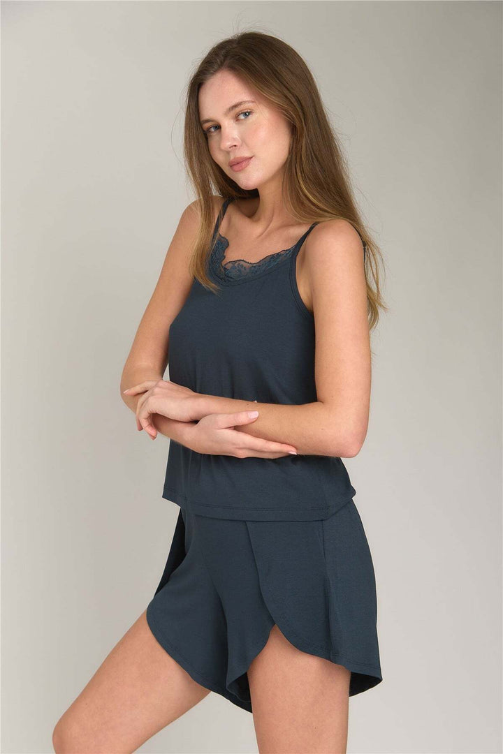 Lovely Things Short pyjama en tricot fendu ELLA - Bas - Anthracite