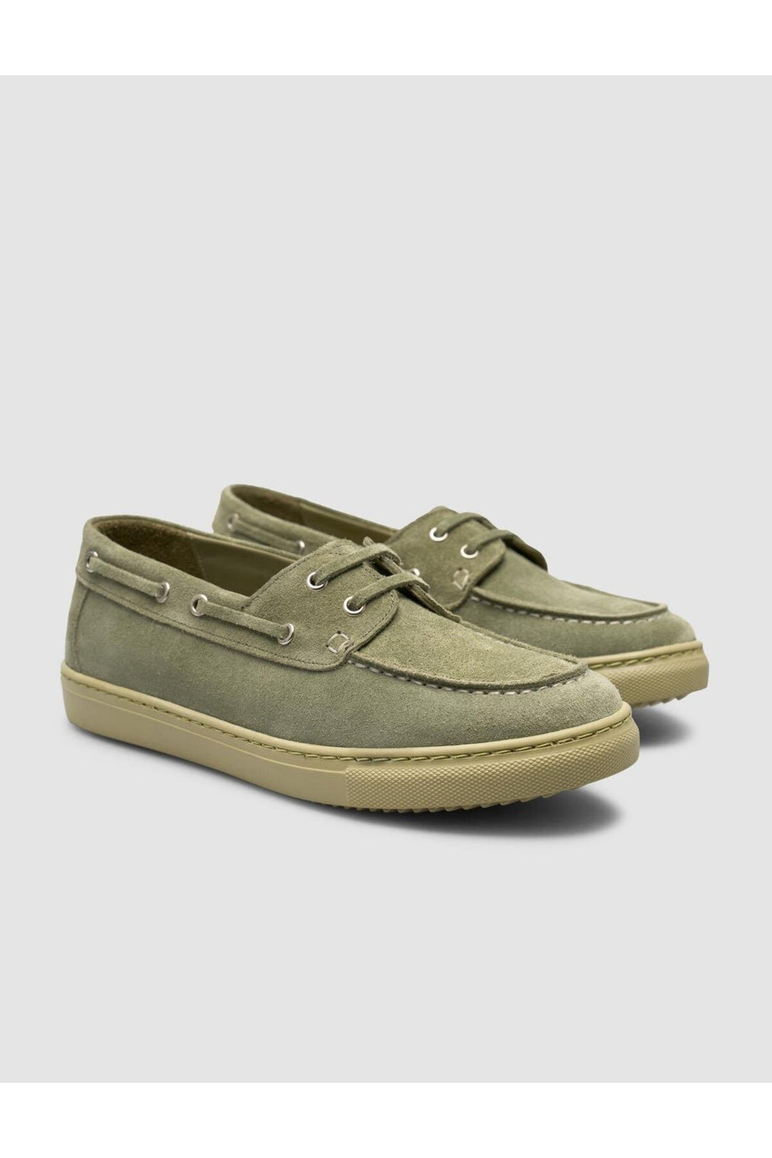 Cabani Shoes Lenanor MonaMae %100 Cuir Véritable Suède Vert Chaussures Bateau Femme Quotidien - Vert