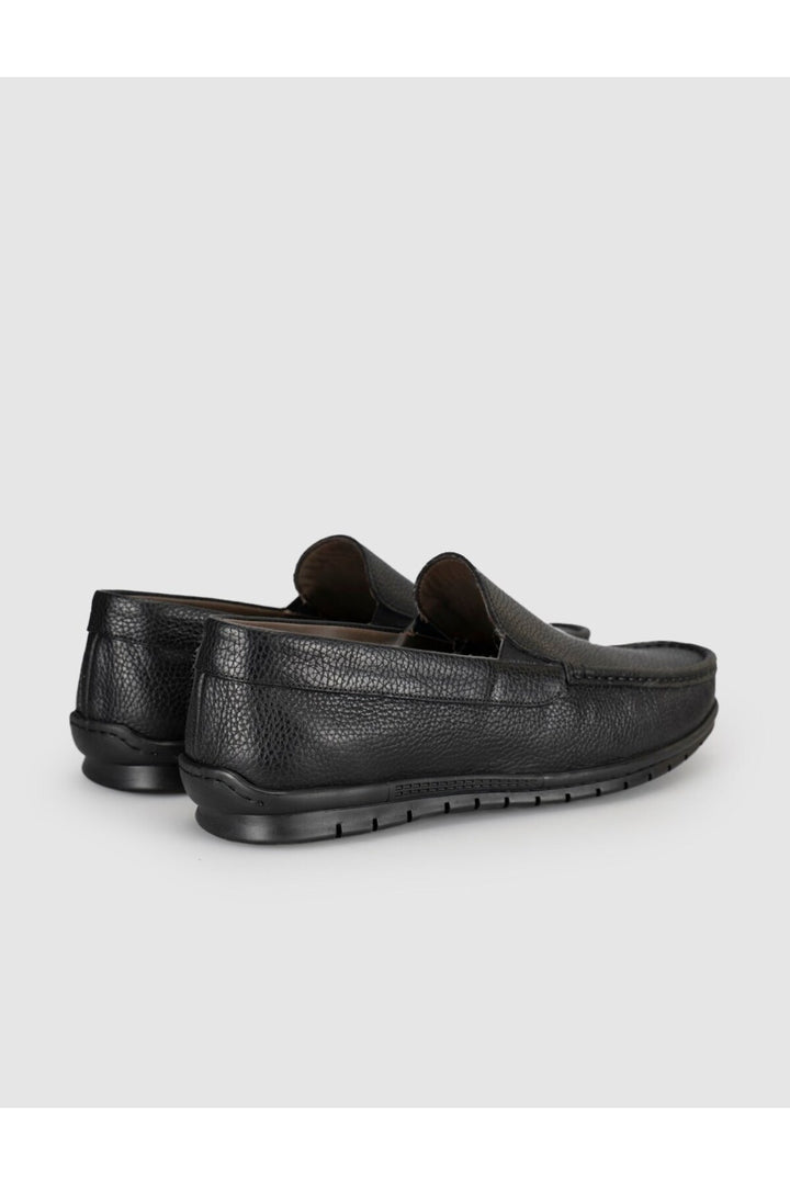 Cabani Shoes Chaussures Loafer pour homme en cuir véritable noir avec détails de couture. - Multicolore
