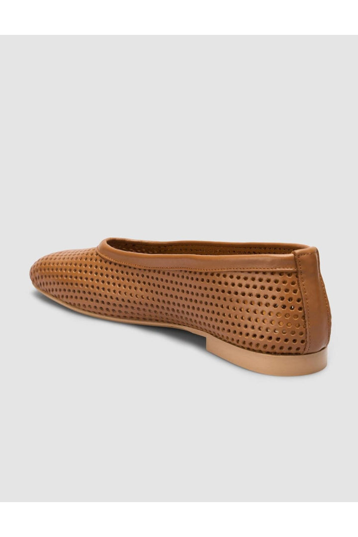 Cabani Shoes Ballerines pour femmes en cuir véritable perforé couleur tabac 100% - Marron