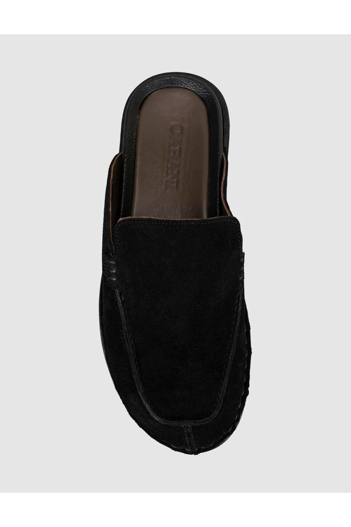 Cabani Shoes Mocassins pour hommes en cuir véritable noir avec détails de couture - Multicolore