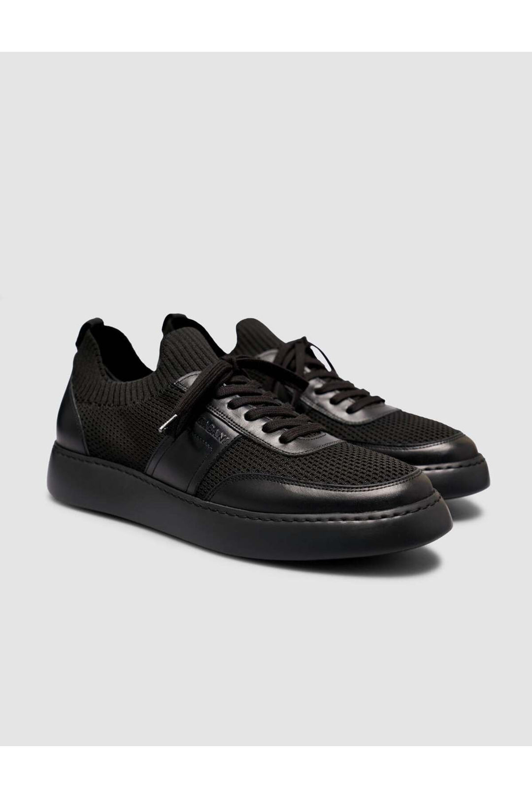 Cabani Shoes Chaussures de sport noires pour hommes avec détails en tricot. - Noir