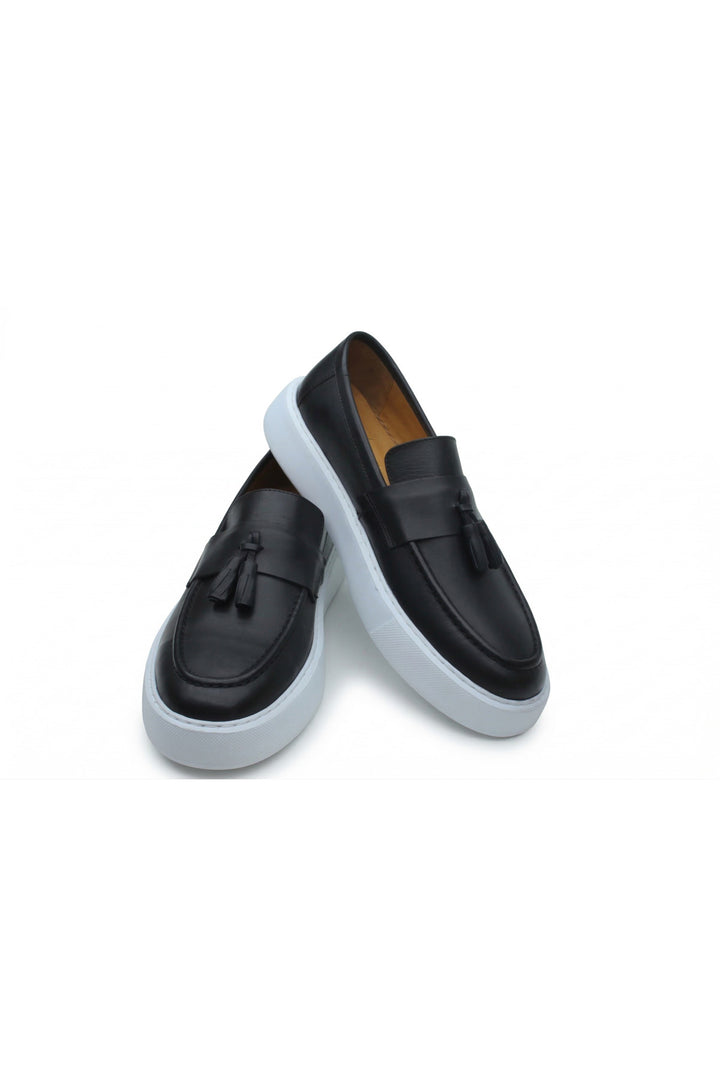 Wavelys GERARDO Mocassin en cuir véritable pour homme, style décontracté et élégant. - Noir
