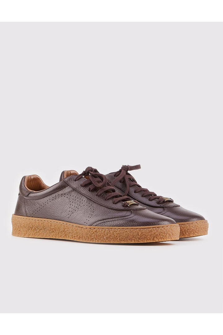 Cabani Shoes Chaussures de sport pour hommes en cuir véritable marron à lacets - Marron
