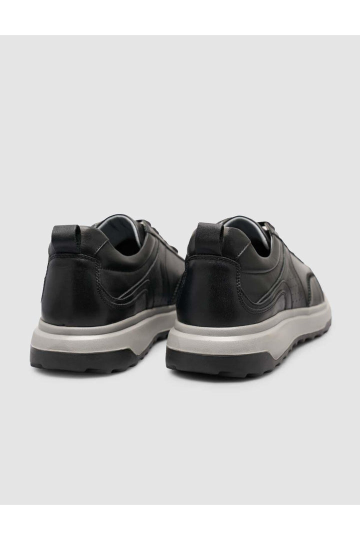 Cabani Shoes %100 Cuir véritable Baskets noires pour hommes à lacets - Noir