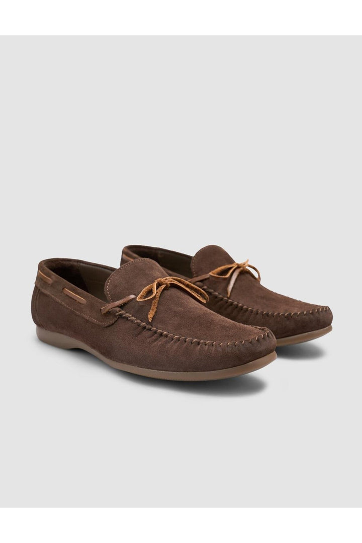 Cabani Shoes Lenamo %100 Cuir Véritable Chaussures de Bateau pour Hommes en Suède Marron Quotidien - Marron