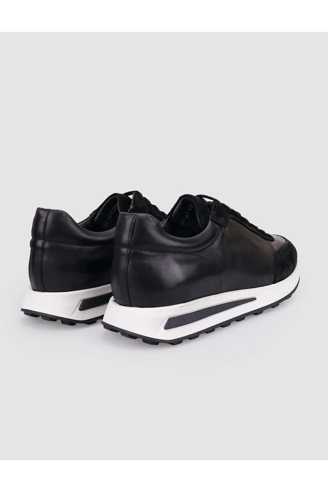 Cabani Shoes Chaussures de sport pour hommes en cuir véritable noir à lacets 100% - Noir