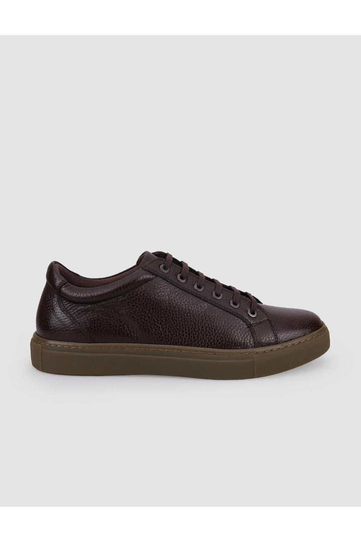 Cabani Shoes %100 Cuir véritable Baskets pour hommes à lacets marron - Marron