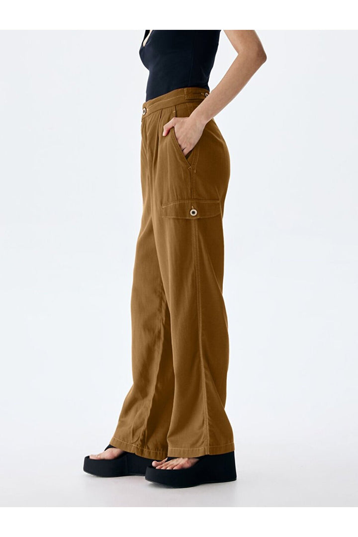 LTB Pantalon cargo marron aspect lin