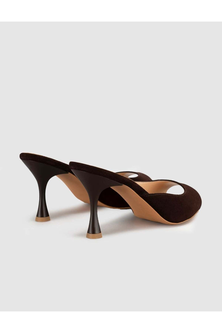 Cabani Shoes Sandales pour femmes en cuir véritable de veau, à talon fin, au design élégant, couleur marron. - Marron