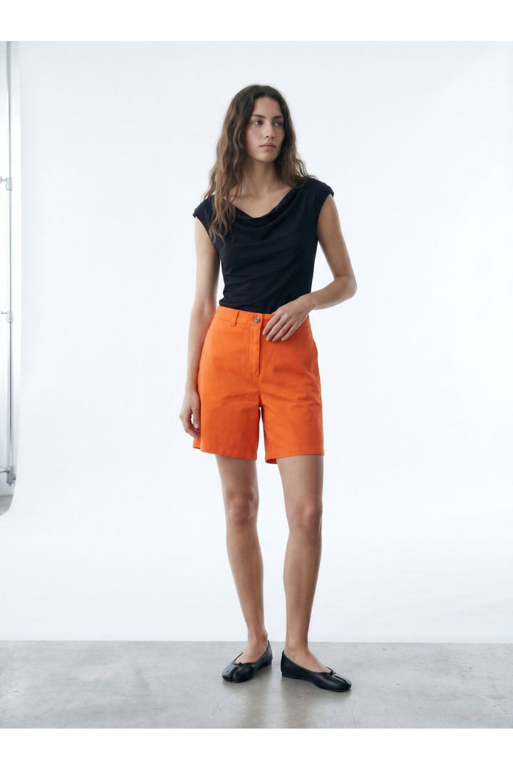 LTB Short orange en coton à taille haute - Orange