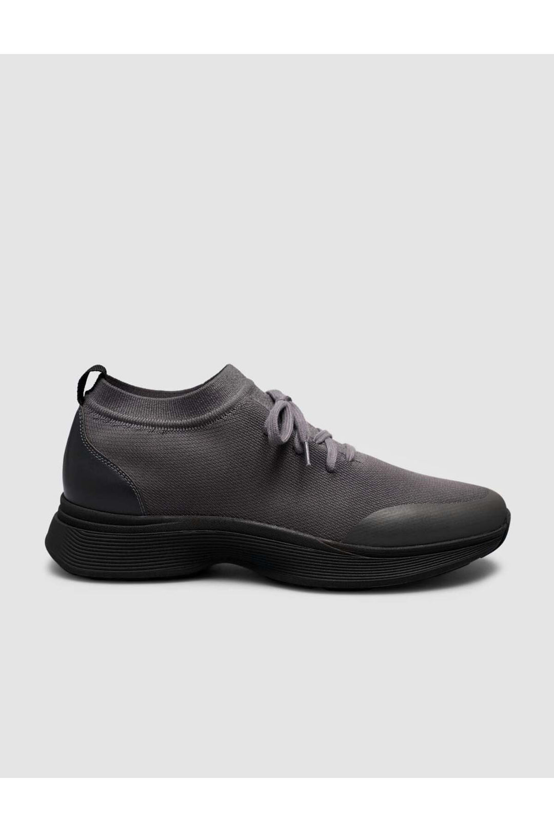 Cabani Shoes Sneakers pour hommes en tricot et en cuir de veau véritable gris foncé - Multicolore