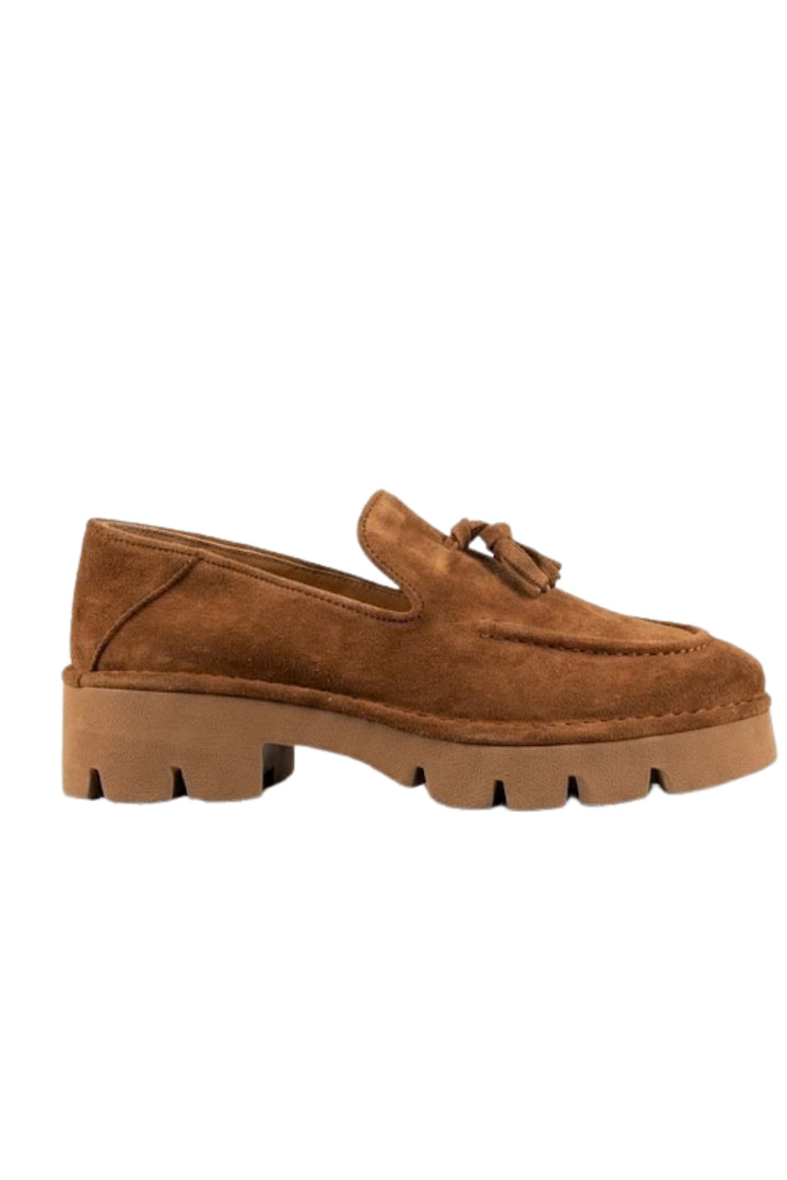 Wavelys ZAYN Chaussures Loafers Élégantes en Cuir Suédé Véritable pour Femmes - Tabac