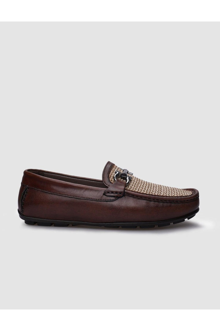 Cabani Shoes %100 Cuir véritable Mocassins pour hommes en cuir tressé marron - Marron