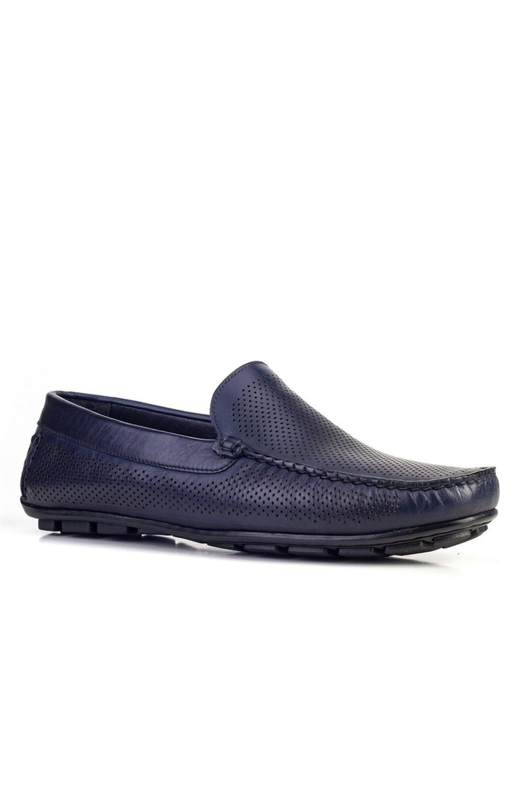 Cabani Shoes Loafer pour homme en cuir véritable découpé au laser bleu marine - Bleu marine