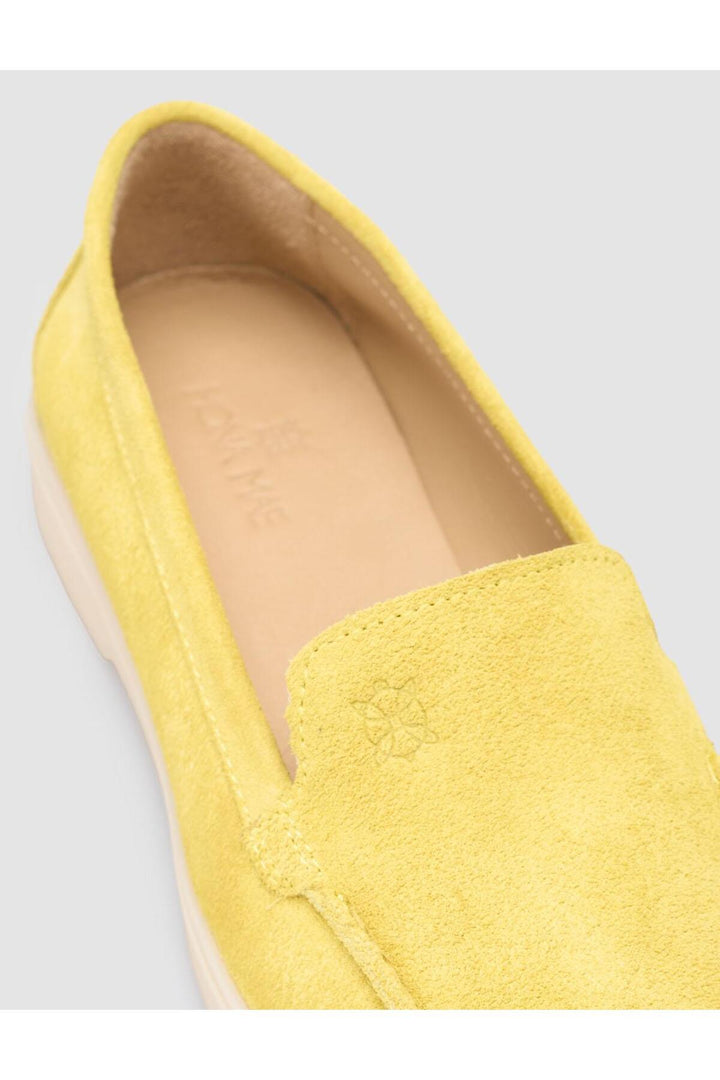 Cabani Shoes MonaMae 100% Cuir Véritable Suède Jaune Mocassins Femme - Jaune