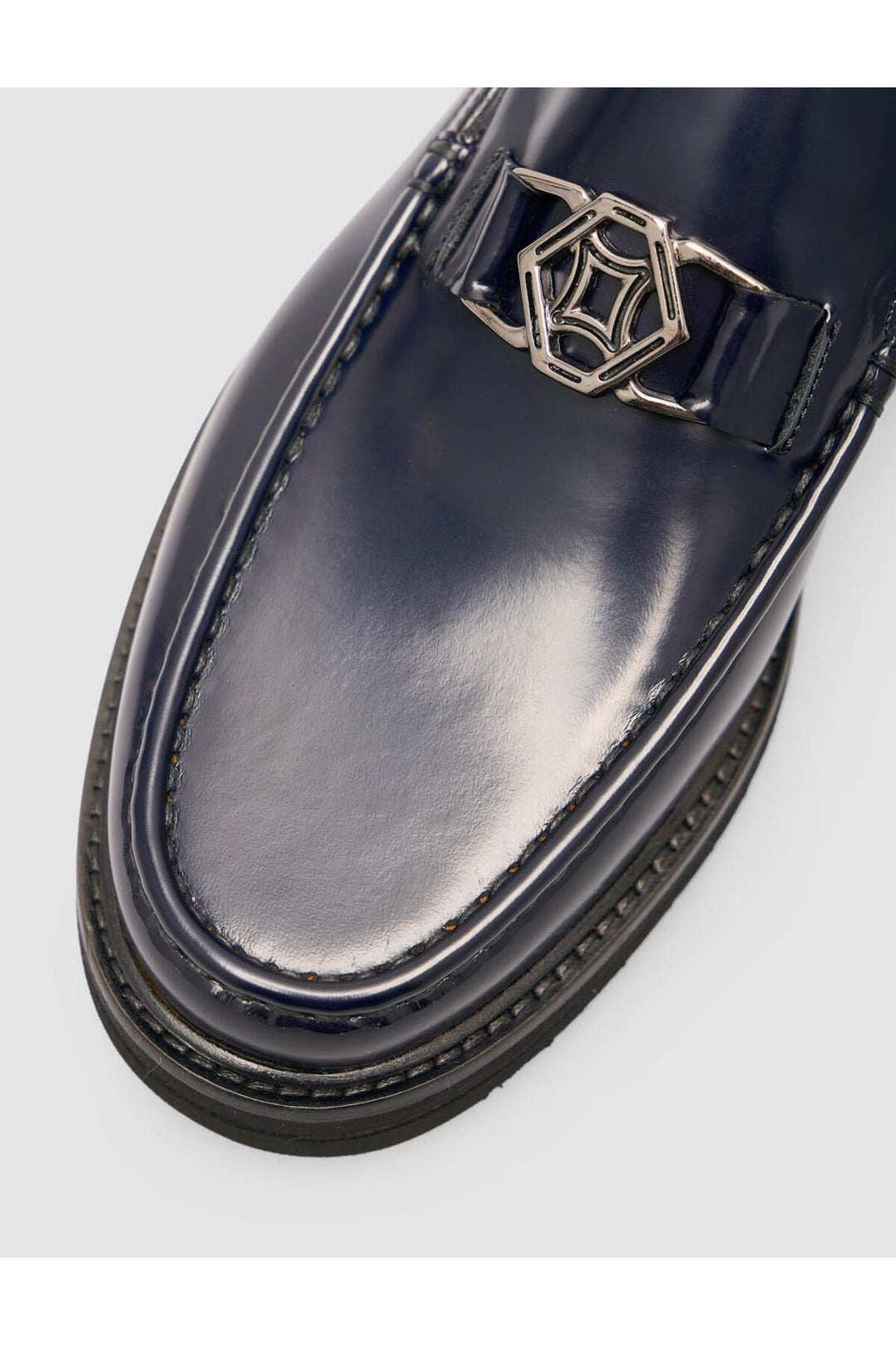 Cabani Shoes Mocassin pour homme en cuir véritable bleu marine à boucle en métal - Bleu marine