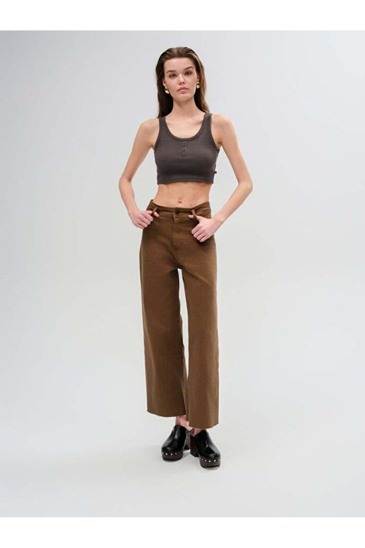 LTB Pantalon en jean taille haute à jambes larges Danelle Slate Brown 009515731515055794 - Marron rengi̇_55794