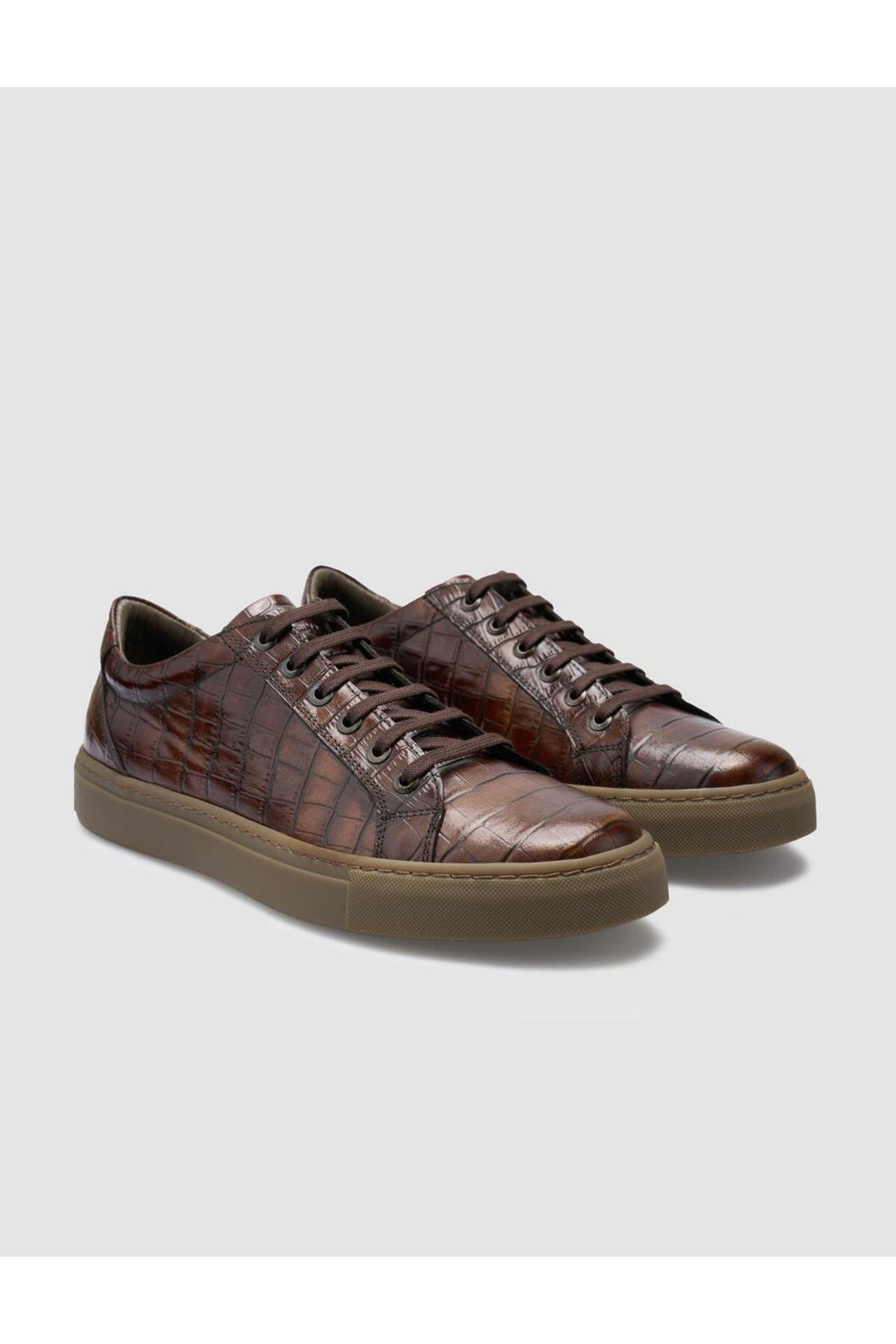 Cabani Shoes Chaussures de sport pour hommes en cuir véritable 100% crocodile marron - Marron
