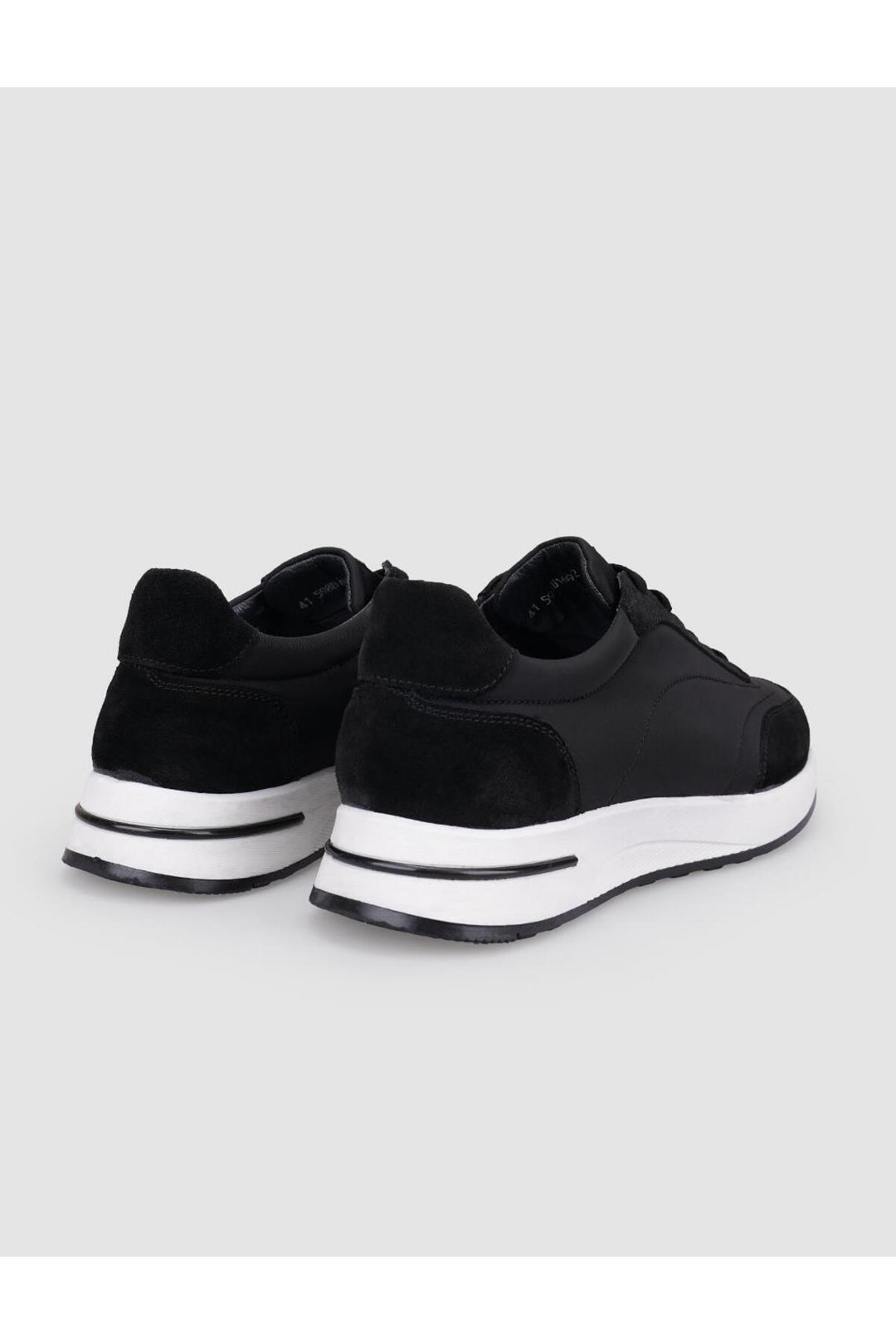 Cabani Shoes Chaussures de sport pour hommes en cuir véritable suédé noir avec lacets - Noir