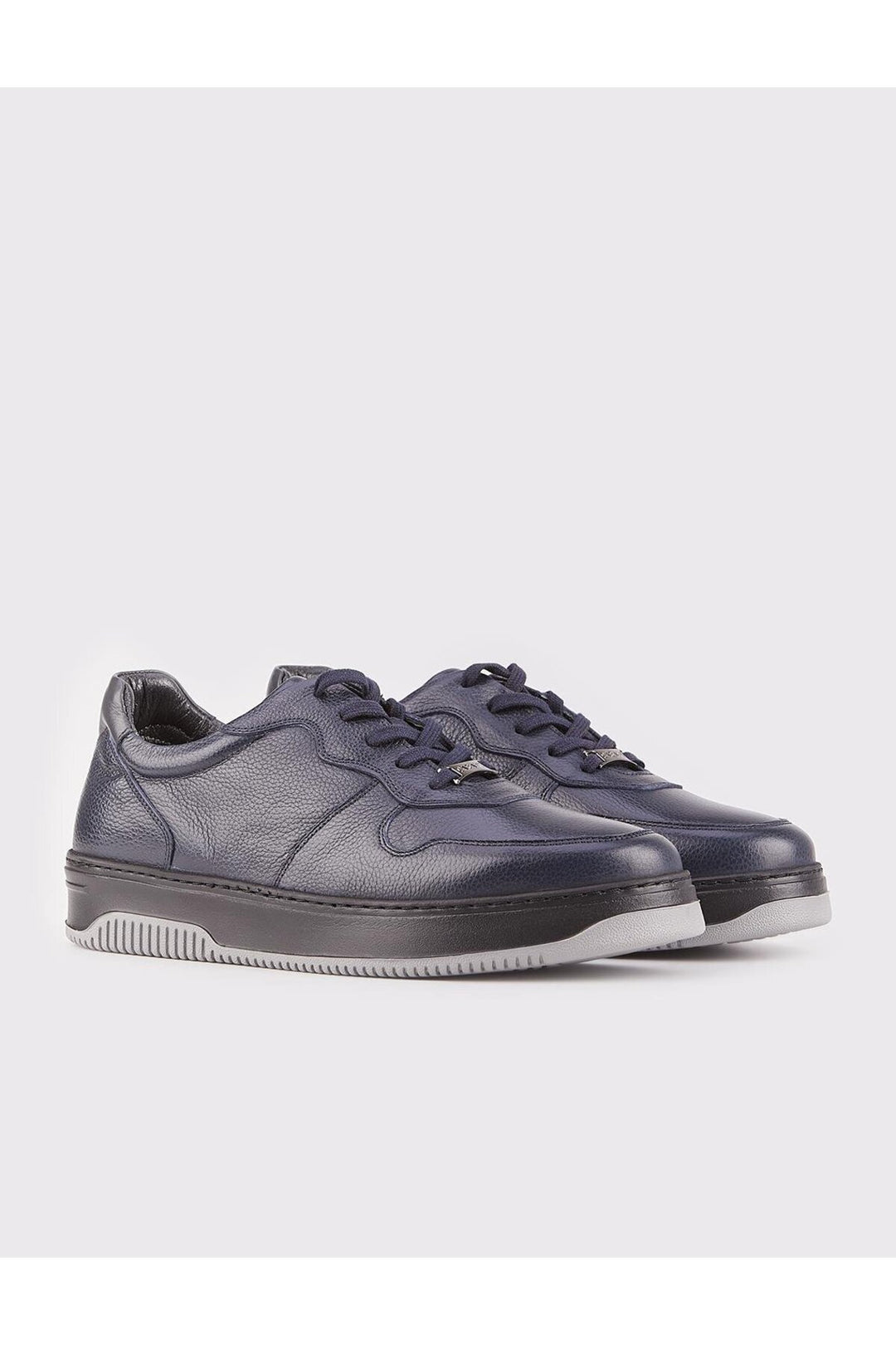 Cabani Shoes Chaussures de sport pour hommes en cuir véritable bleu marine à lacets avec semelle en caoutchouc. - Bleu marine