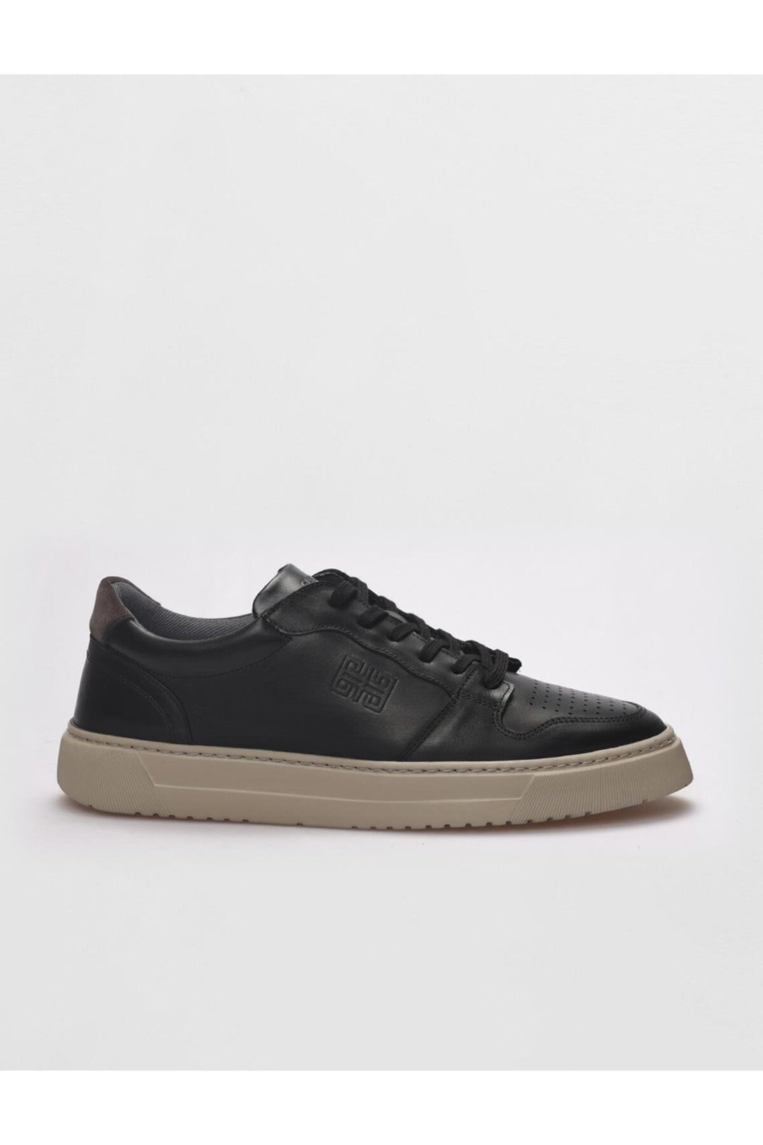 Cabani Shoes Chaussures de sport pour hommes en cuir véritable noires à lacets - Noir