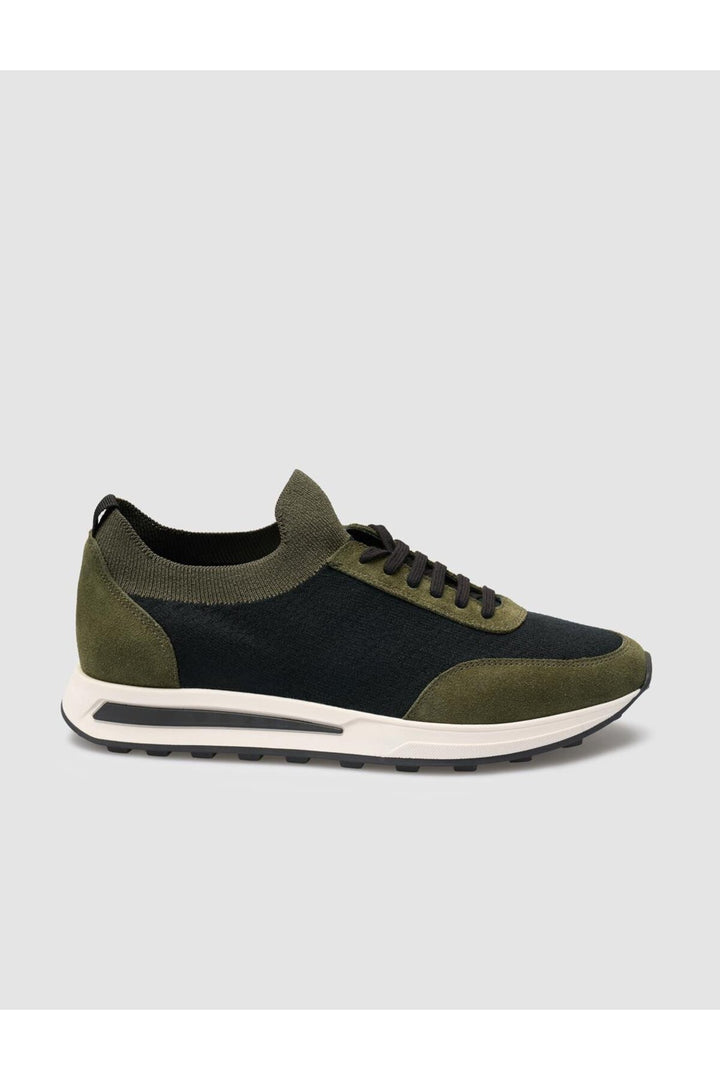 Cabani Shoes Chaussures de sport pour hommes en tricot vert avec lacets. - Vert