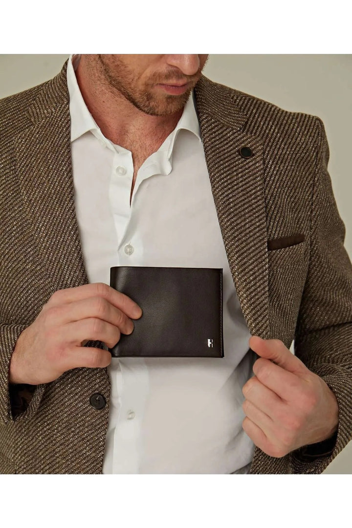 helmbrook Portefeuille en cuir véritable pour homme Design personnalisé Protégé RFID Tanner Coffee