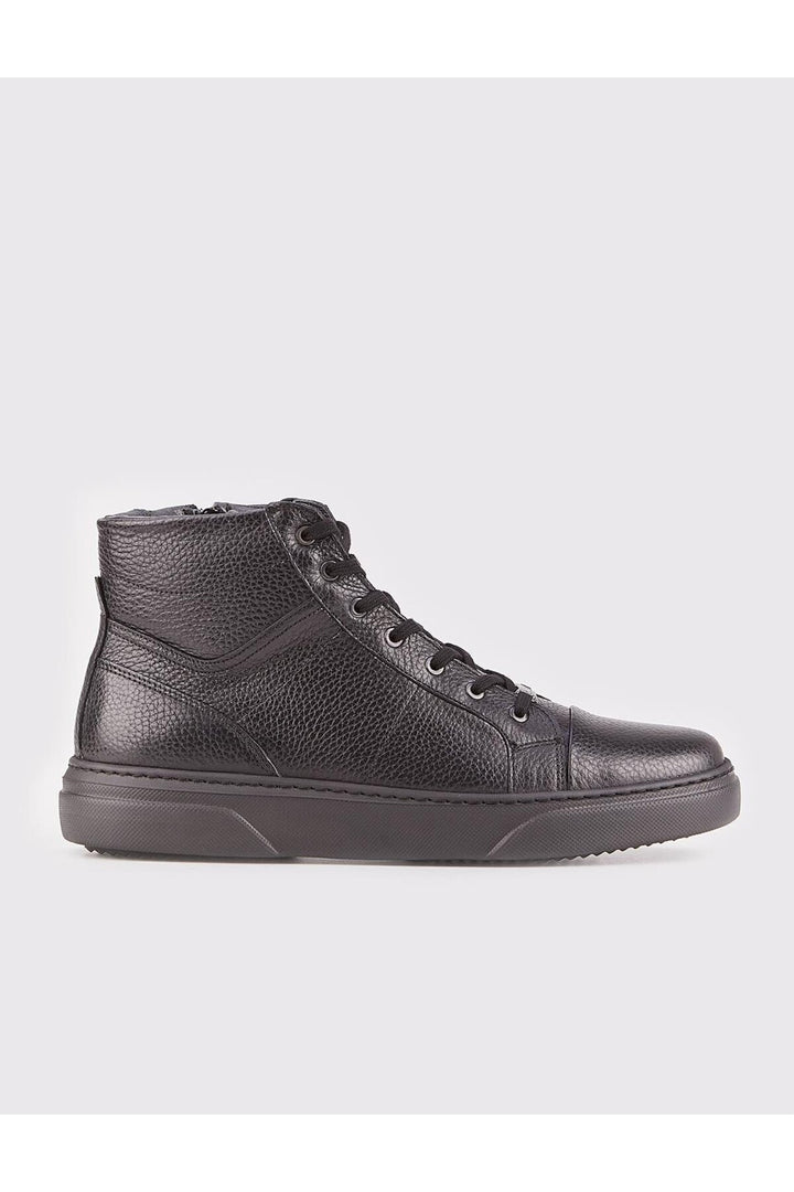 Cabani Shoes Bot de ville pour homme en cuir véritable noir avec fermeture éclair à semelle en poli. - Multicolore