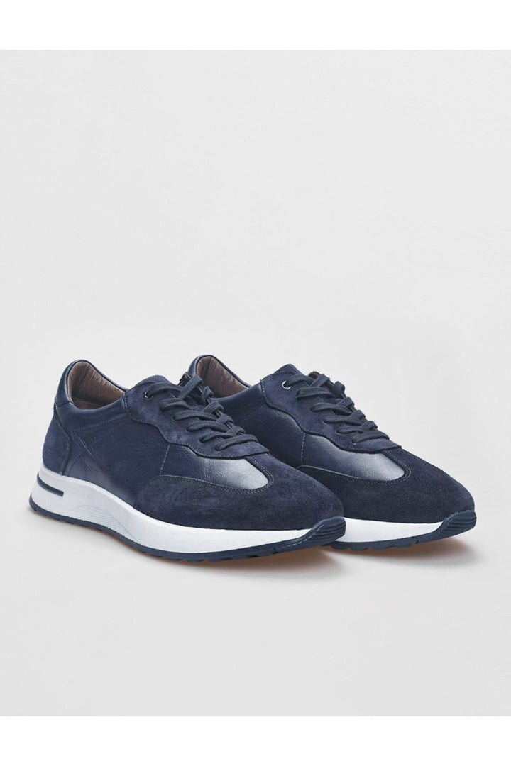 Cabani Shoes Chaussures de sport pour hommes en suède bleu marine à lacets en cuir véritable - Bleu marine