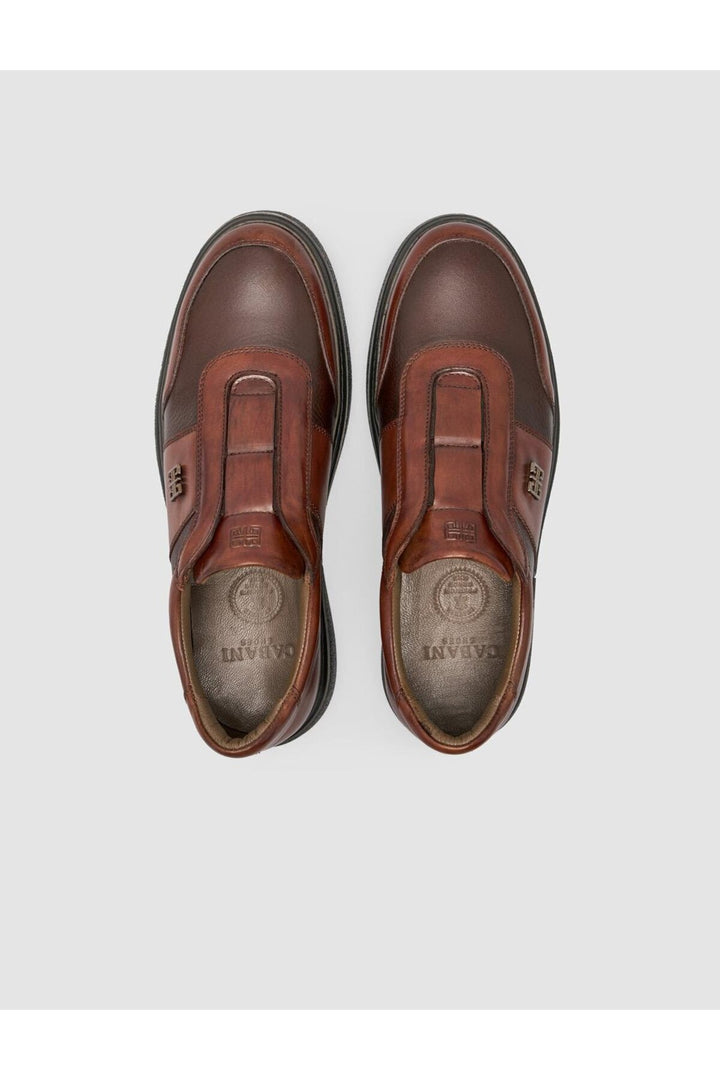 Cabani Shoes Chaussures de sport pour hommes en cuir véritable marron - Marron