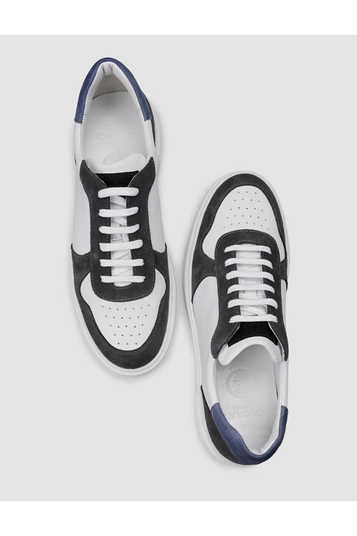 Cabani Shoes Chaussures pour hommes en cuir véritable 100% blanc-gris en suède avec lacets. - Blanc
