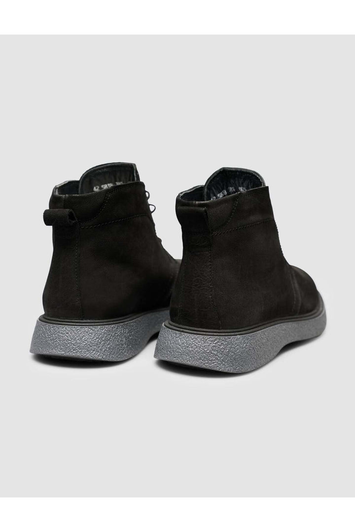 Cabani Shoes Bottines d'hiver pour hommes en cuir véritable noires à lacets - Noir