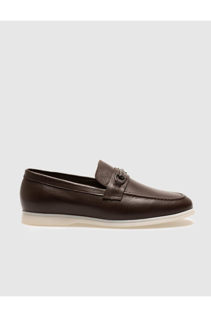 Cabani Shoes Chaussures de ville pour hommes en cuir véritable marron avec boucle - Marron