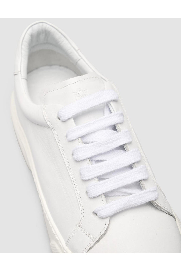 Cabani Shoes MonaMae Baskets Femme en Cuir Véritable Blanc 100% - Blanc