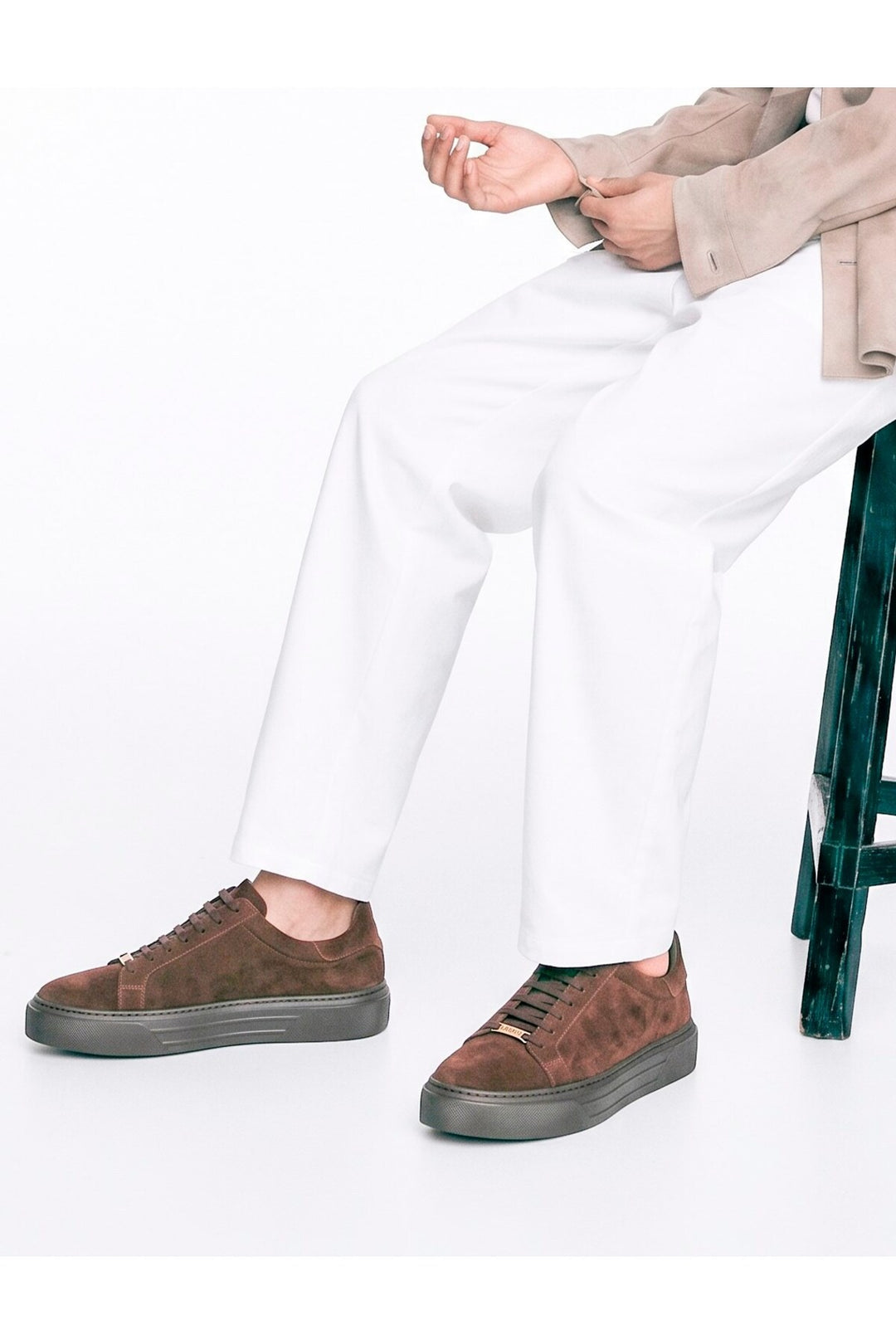 Cabani Shoes Baskets pour hommes en cuir suédé vison véritable - Multicolore