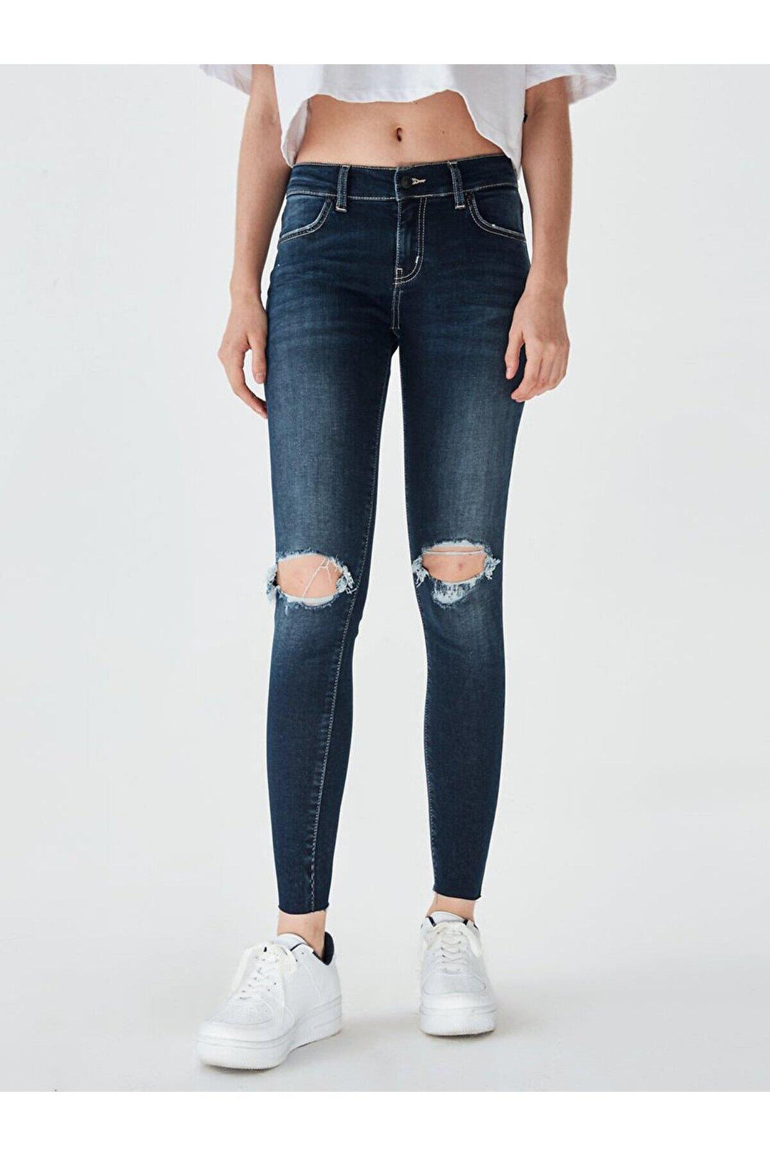 LTB Lonıa Frınge Pantalon en jean taille basse Clary Skınny Wash Femme