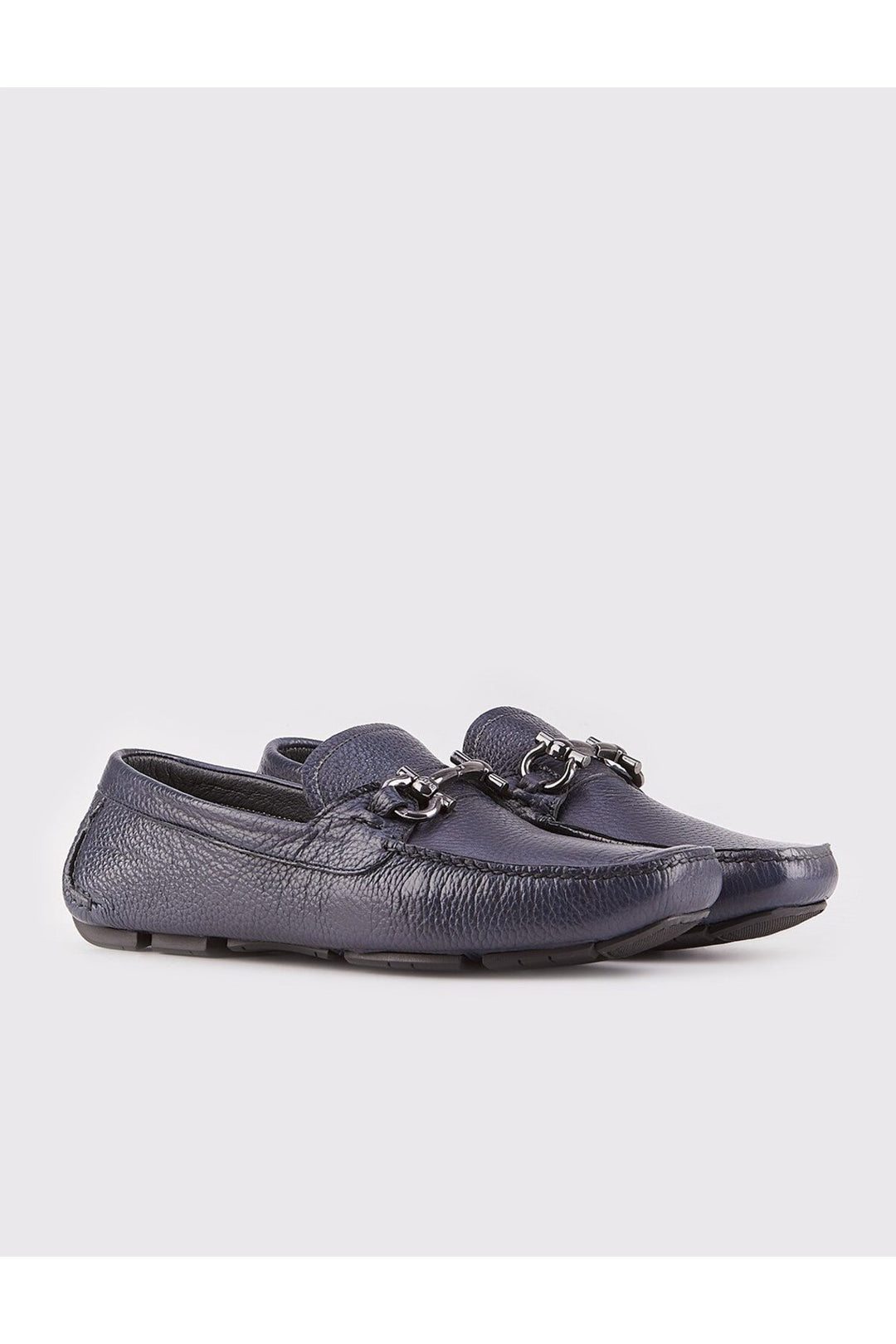 Cabani Shoes Chaussures Loafer pour homme en cuir véritable avec détail de boucle bleu marine - Bleu marine