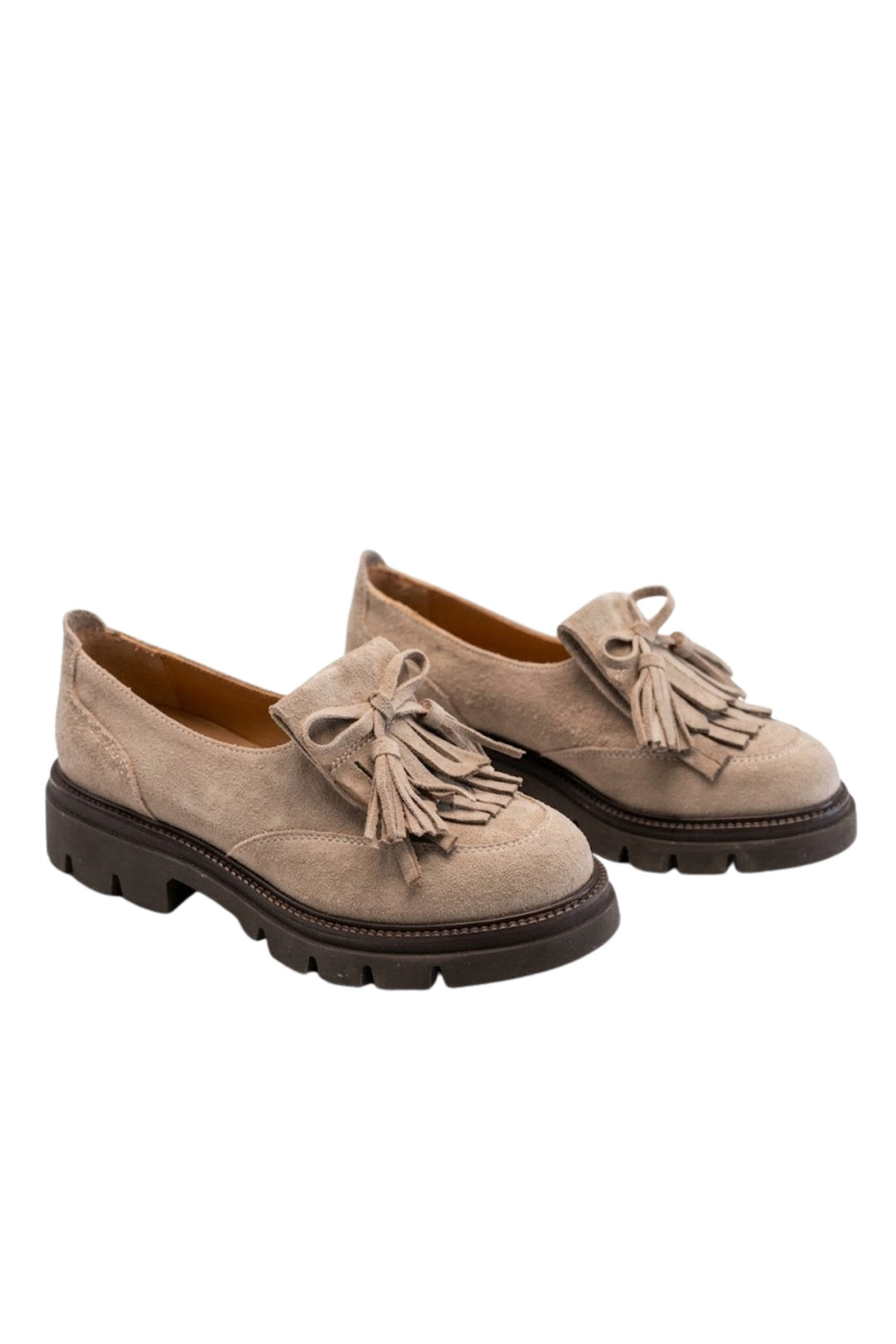 Wavelys ELCHE Mocassin élégant en cuir suédé véritable beige avec effet de brûlage spécial - Beige
