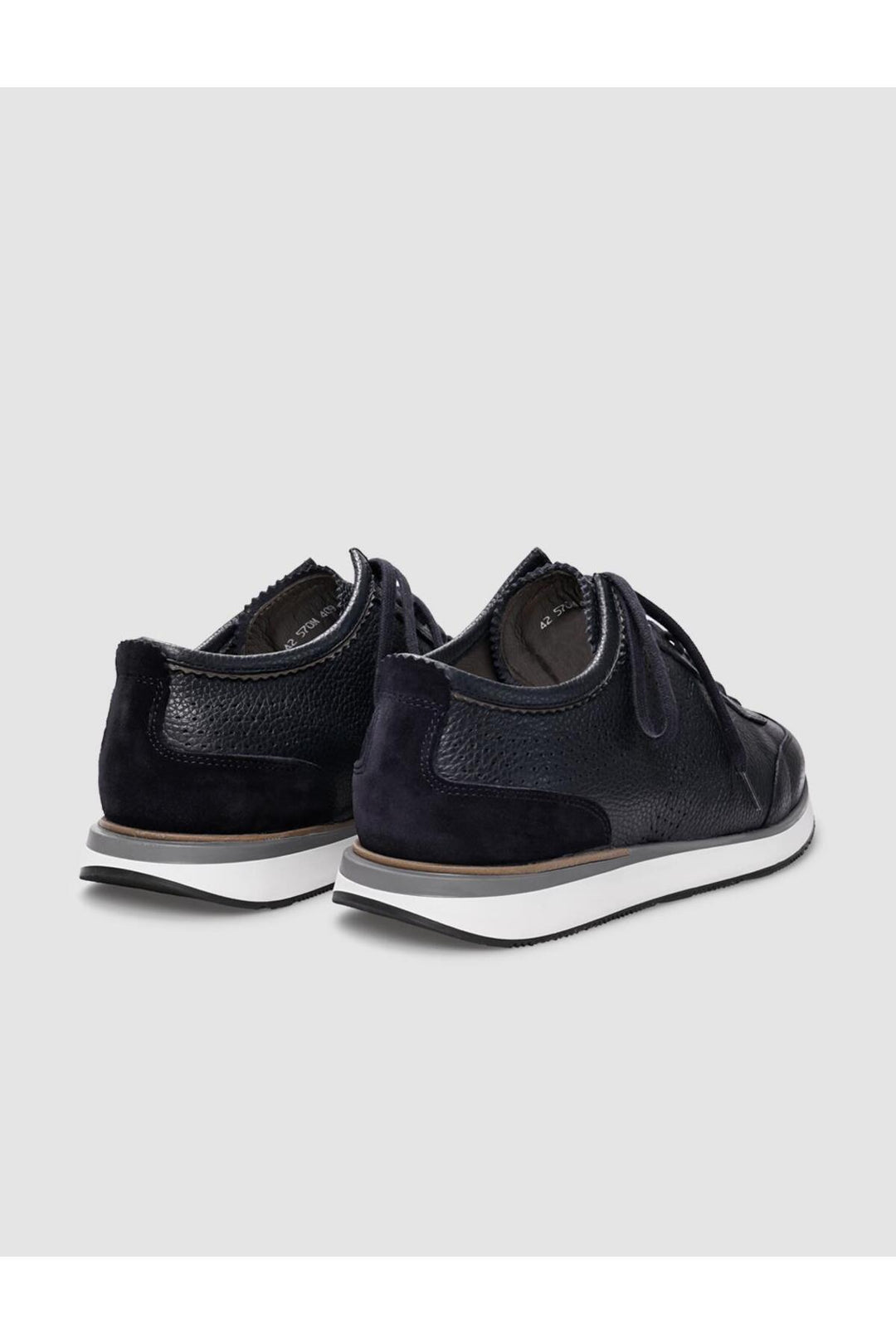 Cabani Shoes Chaussures de sport pour hommes en cuir véritable bleu marine à lacets - Bleu marine