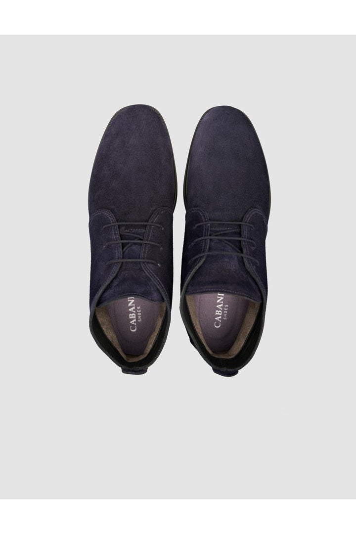 Cabani Shoes Bottines d'hiver pour hommes en cuir suédé véritable bleu marine à lacets. - Multicolore