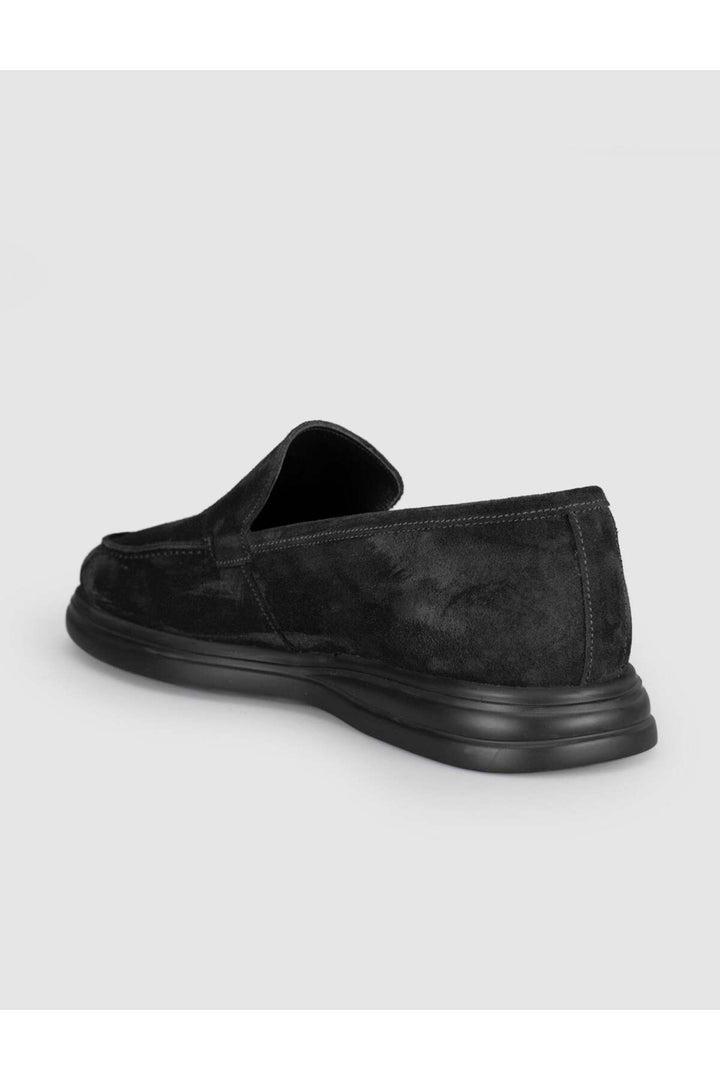 Cabani Shoes Chaussures Loafer pour hommes en cuir véritable en daim noir - Noir